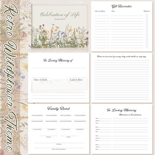 Patelai Funeral Guest Book with Pen, Vintage Wildflower - style: Vintage Wildflower