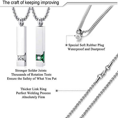 YOUFENG Urn Necklaces for Ashes Birthstone Cube Urns for Human Ashes Memorial Cremation Urn Locket Keepsake Ashes Jewelry - style: Silver - October