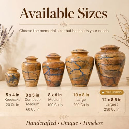 Handcrafted Decoarative Wooden Urn for Human Ashes Adult Male Female, Wooden Urn Box for Pets, Memorial Urn, Funeral Cremation Urn Jar Wooden (Extra Large) - size: X-Large