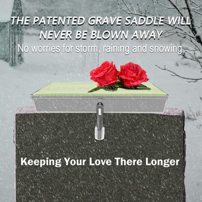 Cemetery Saddles for Grave Headstone, 1 Monument Saddle Holder 2 Dry Foam - color: Gray