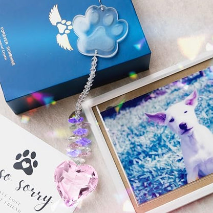 Pet Memorial Suncatcher, Dog Memorial Gifts, Pet Loss, Pet Sympathy, Thoughtful Dogs and Cats Remembrance, Bereavement Gifts - Pink - color: Pink
