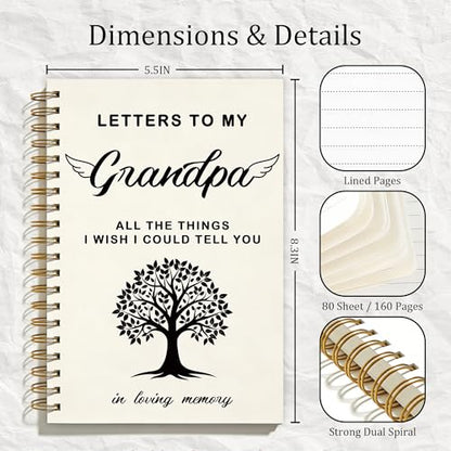 FTKBGHY Memorial Gifts for Loss of Grandpa Grief Journal Notebook, Sympathy Notebooks Gifts for Loss of Grandfather, Bereavement Gift, Letters to My Grandpa Journal, 5.5x8.3 Inch - color: Colour-10