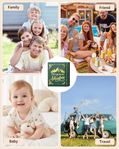 Leather Photo Album 4x6 200 Photos,Slip-in Photo Album Book with 50 Sheets, Travel Souvenir Diary Photo Book for Family Wedding Baby and Holiday Pictures - color: Green