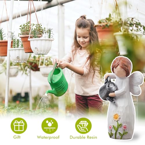 JFHEDY Gardening Gifts for Women, Angel Figurines Guardian Gifts for Women, New Home Gift Ideas, Sculpted Hand-Painted Figurine Angel Figurine