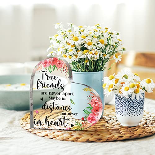 Yulejo Good Friends Gift for Women, Christian Thank You Gifts for Friendship Acrylic Heart Keepsake Inspirational Office Appreciation Gifts for Friends Female Coworker Office Table (Lovely Flowers) - style: Lovely Flowers