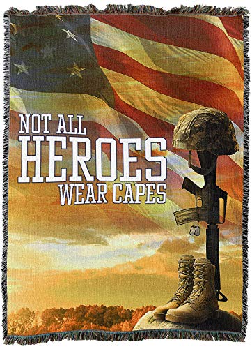 Pure Country Weavers Not All Heroes Wear Capes Blanket - Gift Military Sympathy Tapestry Throw Woven from Cotton - Made in the USA (72x54) - color: Capes Battlefield Cross, size: 72" x 54"