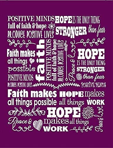 Chanasya Premium Hope & Faith Gift Throw Blanket - Cozy, Warm & Fluffy Sherpa - Sends Positive Energy, Inspirational Uplifting, Comfort for Best Friend, Women, Men & Partner (65x50 inches) Aubergine
