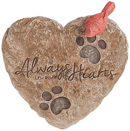 Precious Moments Garden Gifts 171460 Always in Our Hearts Decorative Resin Memorial Garden Stone with Cardinal Accent Yard Decor, Gray/Red, 8-inch Long by 7-in Wide - style: Pet