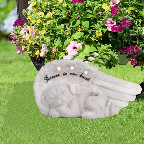 NEWDREAM Solar Dog Pet Memorial Statue,Pet Loss Gifts, The Angel Dog Statue Commemorates,Pet Loss Sympathy Remembrancecat with Solar Light Outdoor Dog Memorial Gifts, Dog Angel Wings Visit the Store