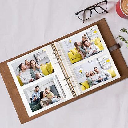 Photo Album 4x6 300 Photos, Genuine Leather Photo Albums with Writing Space with 30 Writing Paper, Travel Family Wedding Kids Graduation Ultrasound Baby Picture Album Scrapbook Photo Album (Simple) - color: Simple