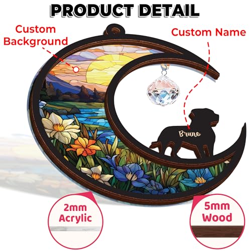 Personalized Dog Memorial Gift Suncatcher, Engraved Pet Memorial Ornament, Pet Sympathy Keychain, Loss of Animal Card, Rainbow Bridge Dog Loss Gift, Bereavement Suncatcher Window Hanging - color: 00. Custom #0
