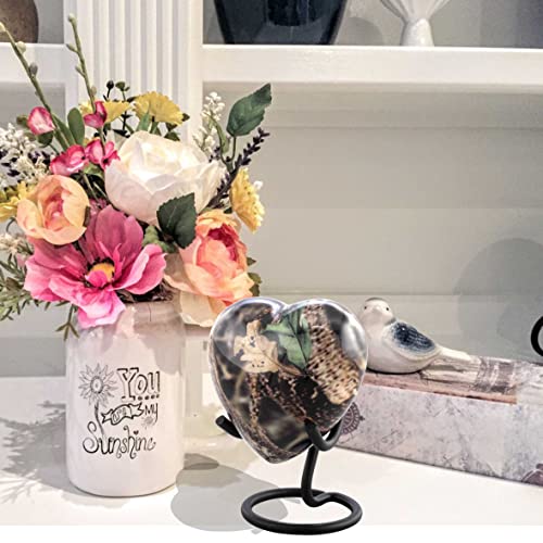UrbanWoods Camouflage Heart Keepsake Urn for Ashes - Handcrafted Forest Memorial With Display Stand, Premium Case & Bag - Hunting Mini Urn