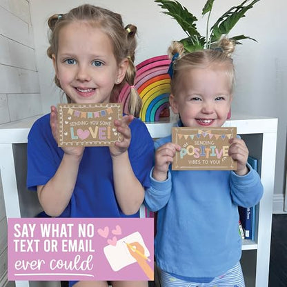 Hadley Designs Thinking of You Cards with Envelopes - 24 Hello Greeting Cards Thinking of You Card for Men & Women Bulk, Blank Encouragement Card for Kids, Just Because Cheerful Encouraging Notecards - style: Kraft Colorful