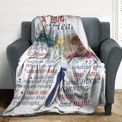 Artsadd Custom Memorial Blankets for Loss of Loved One - A Hug from Heanven Sympathy Blanket Loss of Dad Mom Husband Wife Friend in Loving Memory Blanket Personalized - Remembrance Blankets - color: A-4