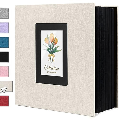 Linen Photo Album 4x6 Large Capacity 1000 Pockets Pictures Fabric Cover Books Albums Wedding School Family Anniversary Baby Memory Engagement Travel Albums(Beige, 1000 Pockets) - color: Beige, size: 1000 Pockets