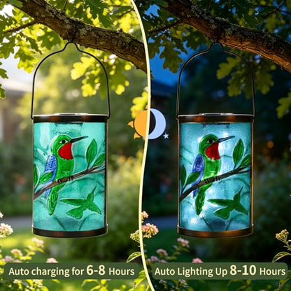 MUMTOP Hummingbird Solar Lantern Outdoor Waterproof Hanging Garden Lights - color: Green