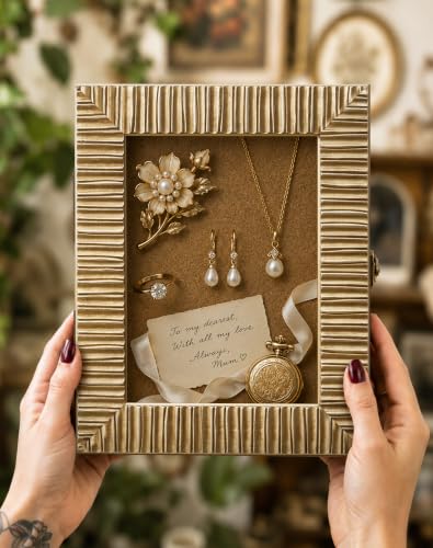 Wedding Shadow Box 8x10 for Dried Flowers Jewelries Photos,Champagne Gold - color: Champagne Gold, size: 8x10