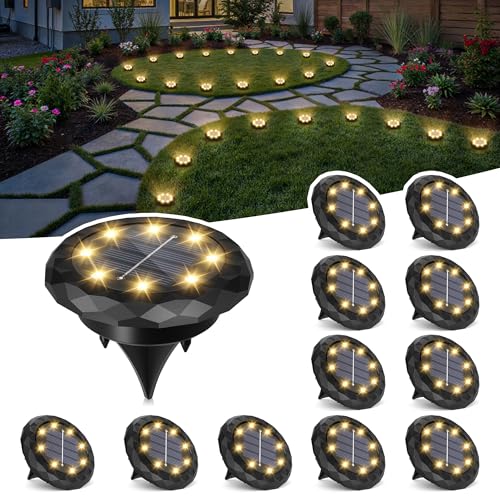 SOLPEX 12 Pack Small Solar Ground Lights, Driveway Lights Warm White - color: Warm White, size: 12 Pack