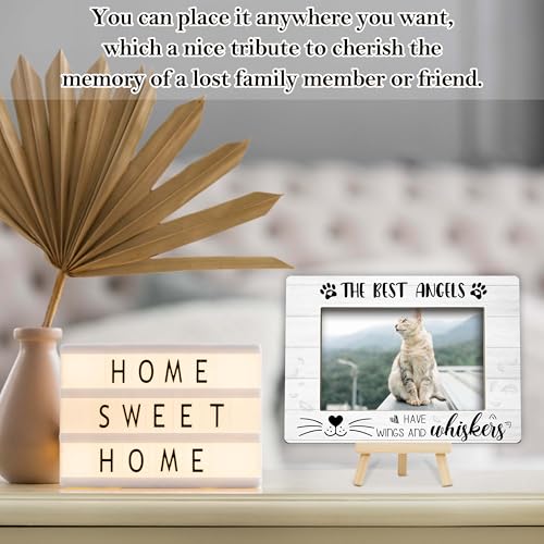 Memorial Gifts for Loss of Cat, Pet Memorial Gifts Wooden Photo Frame with Easel, 4x6 Cat Loss Sympathy Frame for Tabletop Display Photo Insert - G01 - style: Loss of Cat