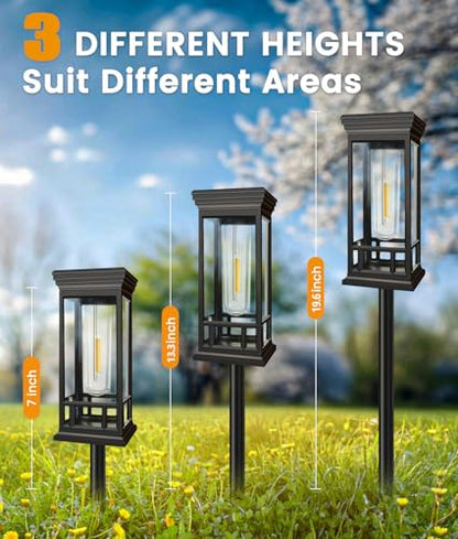 4 Pack Bright Solar Garden Lights, Solar Pathway Lights Outdoor Waterproof - color: Warm White, size: 4 Pack