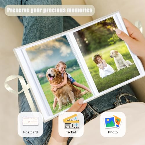 Photo Album 4x6 100 Pockets, Slip-in Picture Albums, Linen Cover Top Loader Vertical Pockets Albums for Baby, Kids Boy Girls, Wedding, Family, Anniversary, Beige - color: Beige, size: 100 Pockets white Bandage