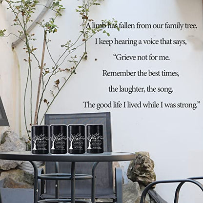 2.7 inch Small Urns for Ashes - Set of 4, Aluminium Mini Urns, Cremation Urns for Human Ashes, Ashes Holder, Small Keepsake urns-A Limb has Fallen from the Family Tree, Black - size: Tree-Black