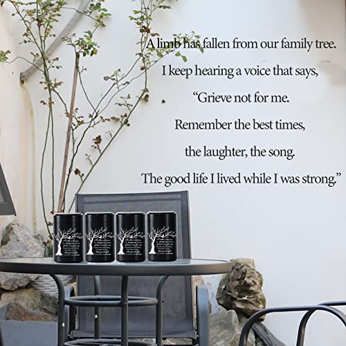 2.7 inch Small Urns for Ashes - Set of 4, Aluminium Mini Urns, Cremation Urns for Human Ashes, Ashes Holder, Small Keepsake urns-A Limb has Fallen from the Family Tree, Black - size: Tree-Black