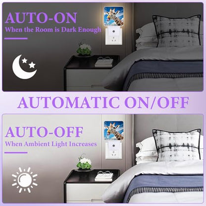 Cute Giraffe Night Light,Night Lights Plug into Wall,Led Lamp for Stairway/Hallway/Bedroom 0.5W Nightlight Sleep Friendly - color: Cute Giraffe