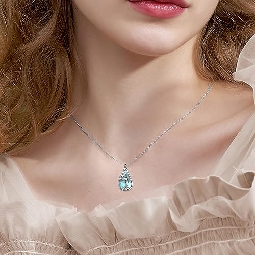 URONE Urn Necklaces for Ashes 925 Sterling Silver Abalone Shell Tree of Life Cremation Jewelry for Ashes Memory Jewelry for Women Men - style: moonstone tree