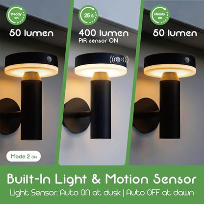 Solar Wall Lights, Motion Sensor, 2 Modes, 55h Runtime, 2pk - size: 2 Pack - Wall