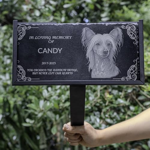 lemuria Memorial Stone Metal Grave Marker Stand for 12x6 Memorial Plaques Outdoor Stake Holder for Cemetery Garden Headstones Grave Marker Temporary Grave Plaque (12x6 Inches Stand)