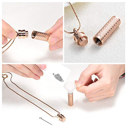 constantlife Cremation Jewelry for Ashes Openable Pill Case Urn Necklace Keepsake Perfume Memorial Pendant Locket Charm Accessories - color: Rose Gold
