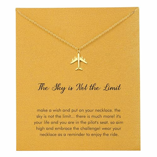 RZKING Golden Necklace for Women, Gifts for Best Friend Sister Mom Daughter - style: Airplane
