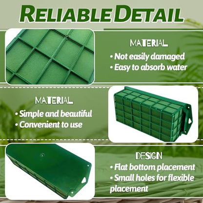 3 Pcs Floral Foam Cage,Flower Cage Holder Foam,Green Rectangle Foam Cage Blocks for Fresh Flowers,Wedding,Home Decorations - size: 3 Pcs