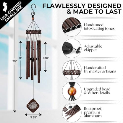 Memorial Wind Chimes for Loss of Loved One – Sympathy Gift with Soothing Deep Tones, Premium Outdoor Aluminum Wind Chime, Bereavement Gift for Loss of Mom, Dad, Husband, Wife, Friend - Bronze - size: A-Bronze Tree of life