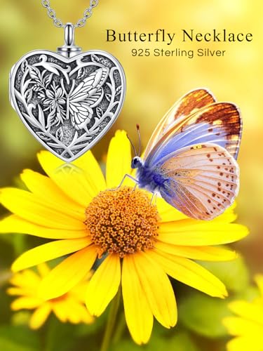 Dorunmo Personalized Locket Urn Necklace 925 Sterling Silver Pictures Photo Keep Someone Near to You Custom Lockets Jewelry Letters Engraving for Women - color: K-Butterfly, style: Locket+Photo