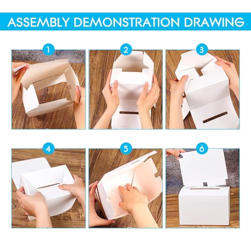 12 Pcs Modern White Raffle Boxes, 6.5 x 4.5 x 4.5 Inch, Cardboard, Collapsible, For Charity - color: White, size: 12 PCS