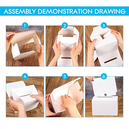12 Pcs Modern White Raffle Boxes, 6.5 x 4.5 x 4.5 Inch, Cardboard, Collapsible, For Charity - color: White, size: 12 PCS