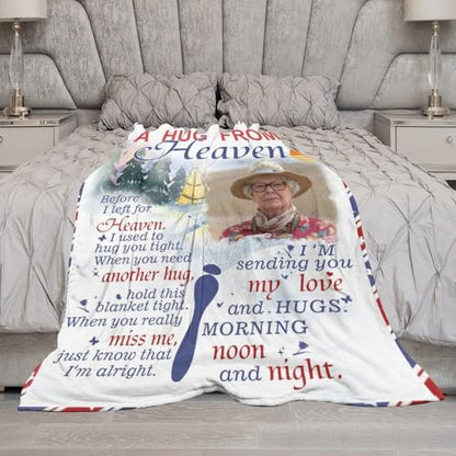 Artsadd Custom Memorial Blankets for Loss of Loved One - A Hug from Heanven Sympathy Blanket Loss of Dad Mom Husband Wife Friend in Loving Memory Blanket Personalized - Remembrance Blankets - color: A-4