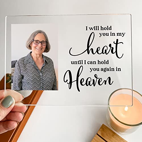 Custom Any Names Words & Picture Personalized Photo Frame Stand Bereavement Gift Sympathy Memorial Decor Sign Funeral in Heart Memory of Loved One Condolence Remembrance Loss Loving Family Friend