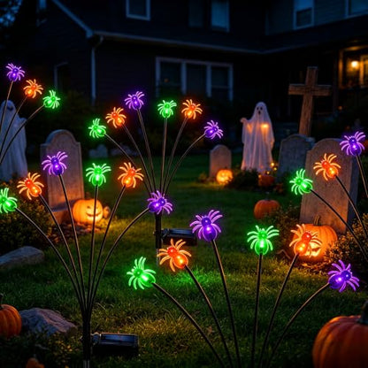 4Pack Spider Solar Halloween Decorations,Solar Firefly Swaying Lights - color: Spider Light