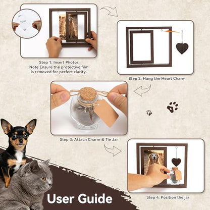 Blue Union Pet Memorial Dog Memorial Gifts for Loss of Dog - Rotating Wooden Picture Frame 4x6“ Gifts Double Sided Display - Remembrance Keepsake Loss of Dog Sympathy Gift for Dog Lovers & Cat Lovers