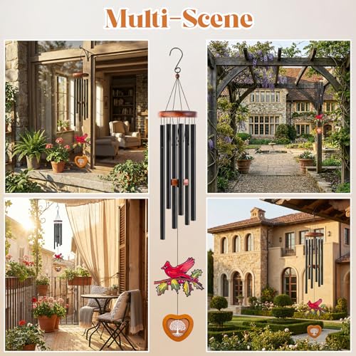 36 Inch Memorial Wind Chimes for Loss of Loved One, Cardinal Wind Chimes for Outside Personalized Sympathy Gifts for Loss of Mother, Father, Brother, Sister