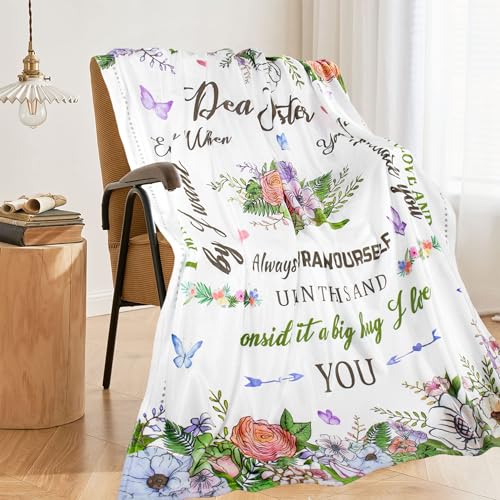 Sister Birthday Gifts, Sisters Gifts from Sister, Unique Gift for Mothers Day, Graduation, Christmas, Best Sis Ever Gift, Happy Birthday Sisters Blanket, to My Sis Blankets, Cozy Throw Blanket 50"X60" - color: Warmsister