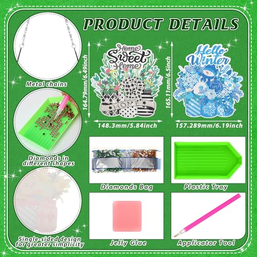 Cinnvoice Seasonal Diamond Art Hanging Kit,12 Pcs,Mason Jar | Holiday Diamond Art Wreath Ornament, Month Gem Hanging Sign, Festival Crystal Suncatcher, for Door Window Wall Home Decor - style: Mason Jar