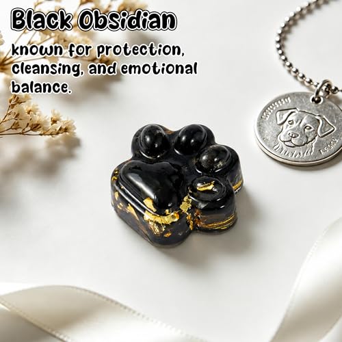 EYxsaxenk Loss of Pet Sympathy Gift Black Obsidian Cute Mini Paw Pocket Hug | Keepsake with memorial card envelope, Loss of dog cat sympathy favor, Remembrance gift for pet lover, Adult stress relief toy - color: Black + I Know Card