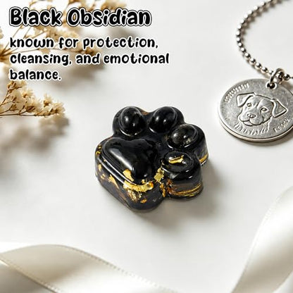 EYxsaxenk Loss of Pet Sympathy Gift Black Obsidian Cute Mini Paw Pocket Hug | Keepsake with memorial card envelope, Loss of dog cat sympathy favor, Remembrance gift for pet lover, Adult stress relief toy - color: Black + I Know Card