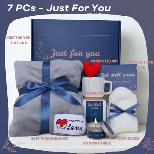 Get Well Gifts For Women Get Well Soon Gift Basket Men, Cancer Care Package Surgery Recovery Hug Blanket For Patient Chemo Gifts Feel Better Gift For Women Encouragement Gift Set For Men