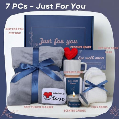 Get Well Gifts For Women Get Well Soon Gift Basket Men, Cancer Care Package Surgery Recovery Hug Blanket For Patient Chemo Gifts Feel Better Gift For Women Encouragement Gift Set For Men