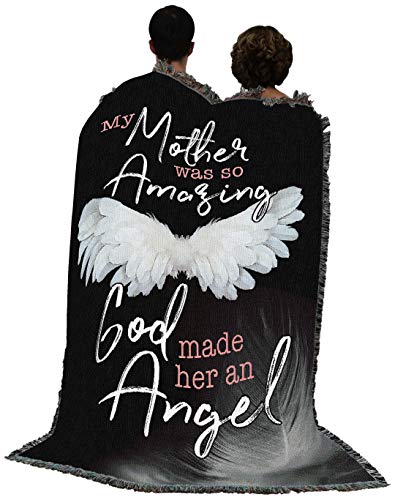 My Mother was So Amazing God Made Her an Angel Blanket - Sympathy Bereavement Gift Tapestry Throw Woven from Cotton - Made in the USA (72x54) - color: Mother, size: 72" x 54"